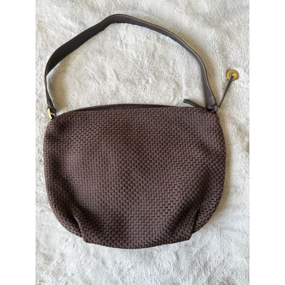 The Sak Brown Woven Shoulder Bag Medium Purse Viscose Blend 13x10x1in Zip Top - Picture 2 of 7